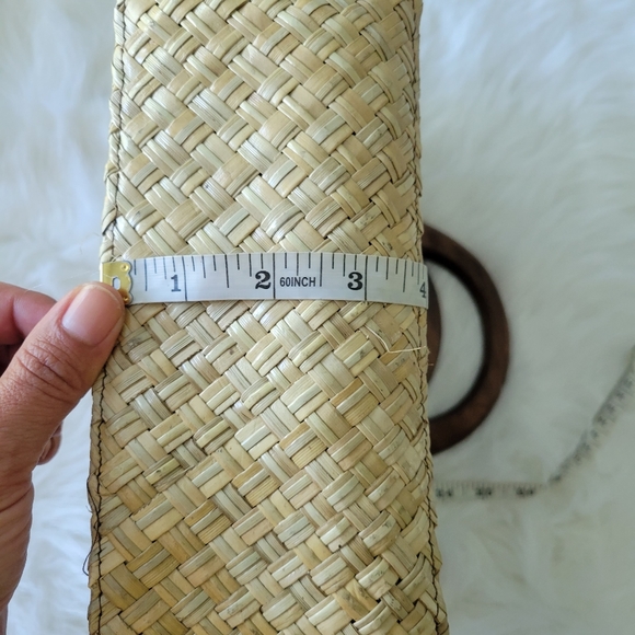 Woven Wooden Handle Bag Fully Lined Gorgeous Colors Mixed Media Every Season - Picture 11 of 12